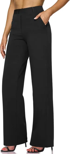 Narcissus Wide Leg Pants Trousers Pants for Women with Belt Loops Work Pants Women High Waisted Slacks for Office Wear