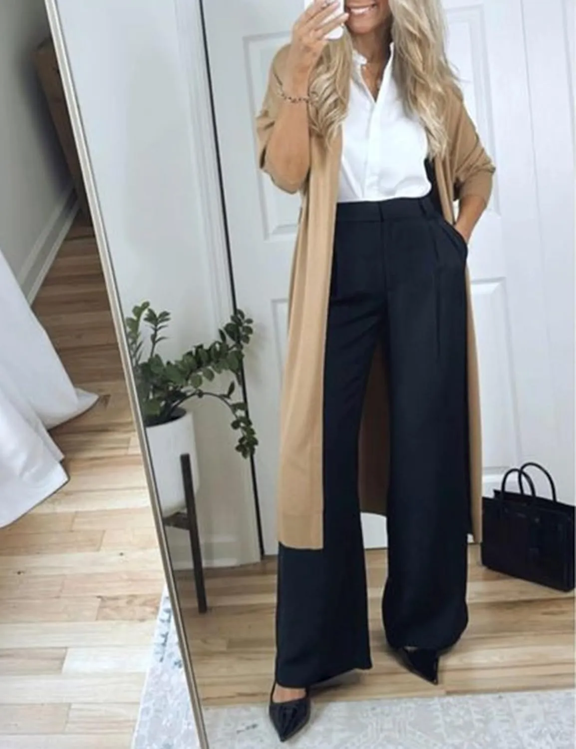 Narcissus Wide Leg Pants Trousers Pants for Women with Belt Loops Work Pants Women High Waisted Slacks for Office Wear