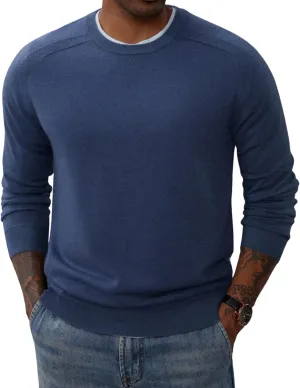 PJ PAUL JONES Men's Crewneck Sweaters Casual Crew Neck Sweatshirt Wool Blend Knit Pullovers