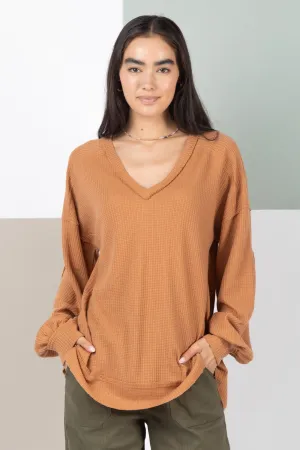 Rae Elbow Patched V Neck Top