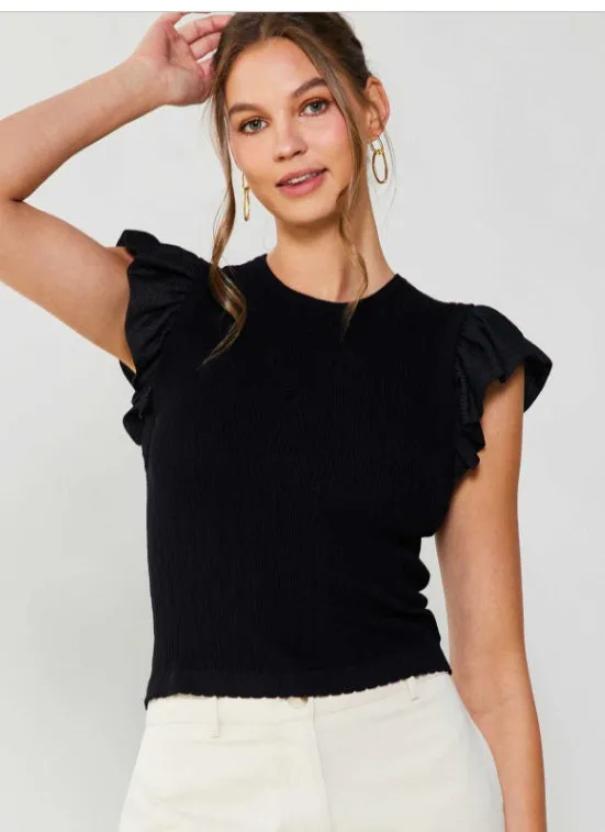 Ruffled Shoulder Knit Tank