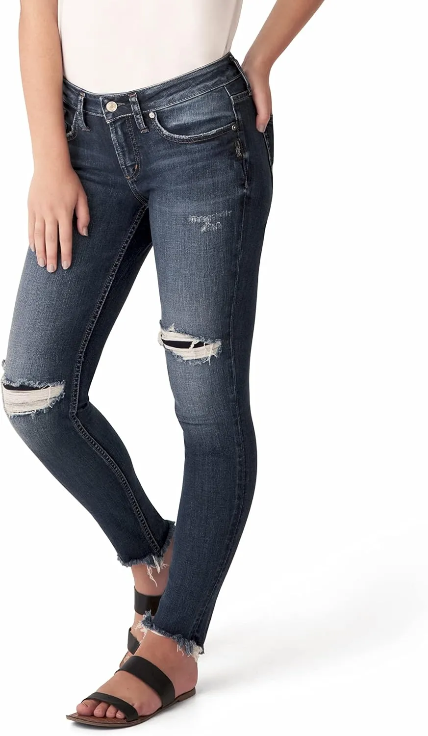 Silver Jeans Co. Women's Suki Mid Rise Curvy Fit Skinny Jeans