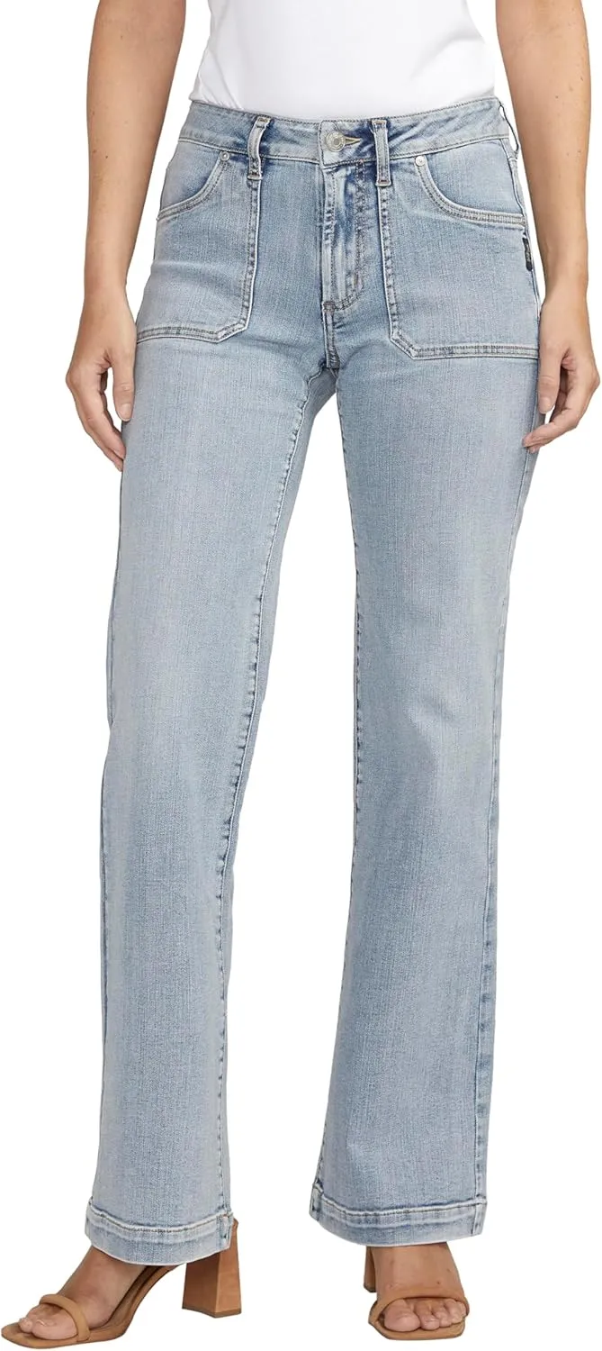 Silver Jeans Co. Women's Suki Mid Rise Curvy Fit Trouser Leg Jeans
