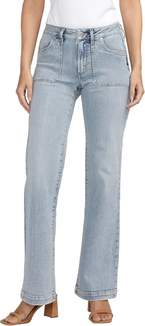 Silver Jeans Co. Women's Suki Mid Rise Curvy Fit Trouser Leg Jeans