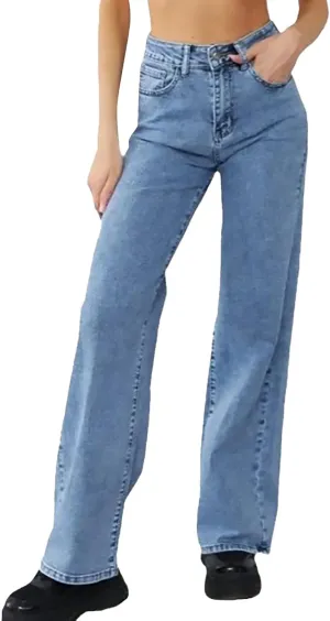 Straight Leg Jeans for Women,High Waisted Wide Leg Loose Microelastic Boyfriend Denim Pants Baggy Jeans for Women Y2K