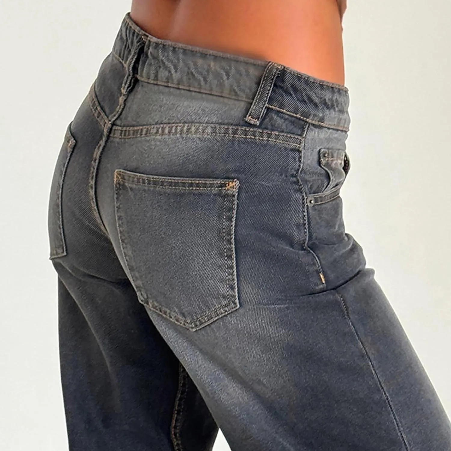 Straight Leg Jeans for Women,High Waisted Wide Leg Loose Microelastic Boyfriend Denim Pants Baggy Jeans for Women Y2K