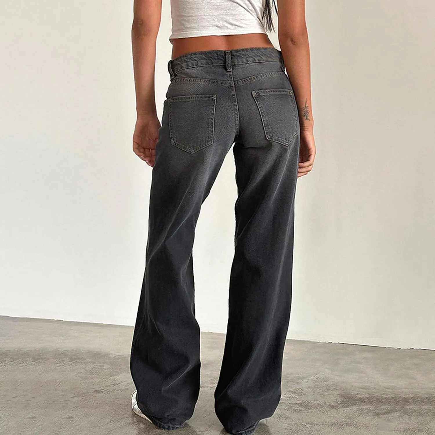 Straight Leg Jeans for Women,High Waisted Wide Leg Loose Microelastic Boyfriend Denim Pants Baggy Jeans for Women Y2K