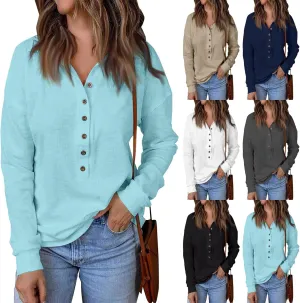 Striped Knitted Tops for Women Casual Lapel Collar Button Down Long Sleeve Relaxed Fit Sweatshirts Fall Loose Tunics