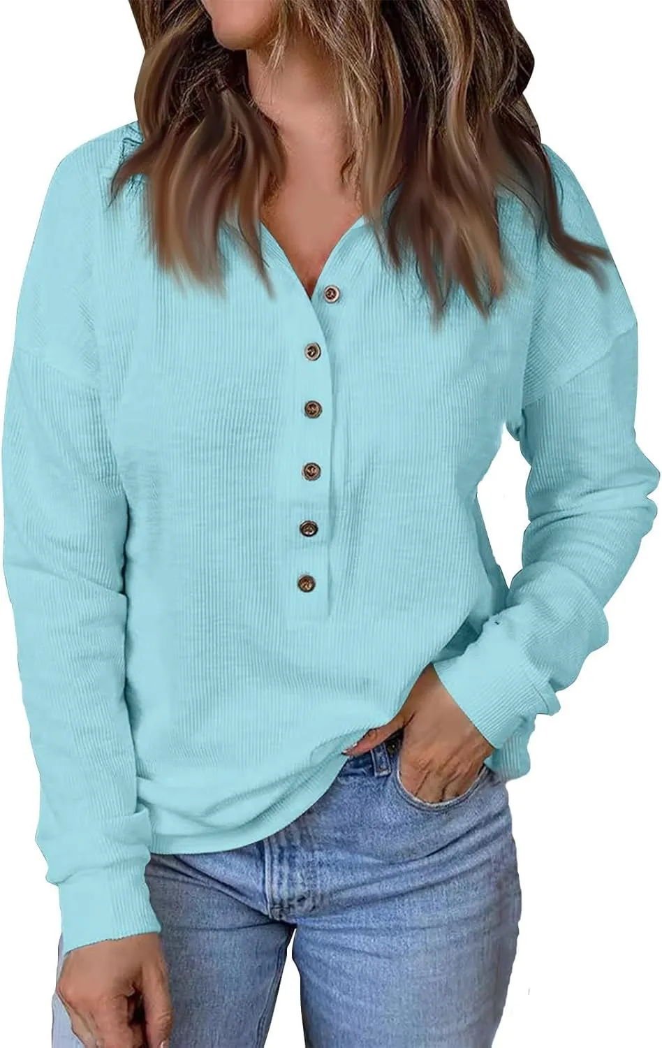 Striped Knitted Tops for Women Casual Lapel Collar Button Down Long Sleeve Relaxed Fit Sweatshirts Fall Loose Tunics