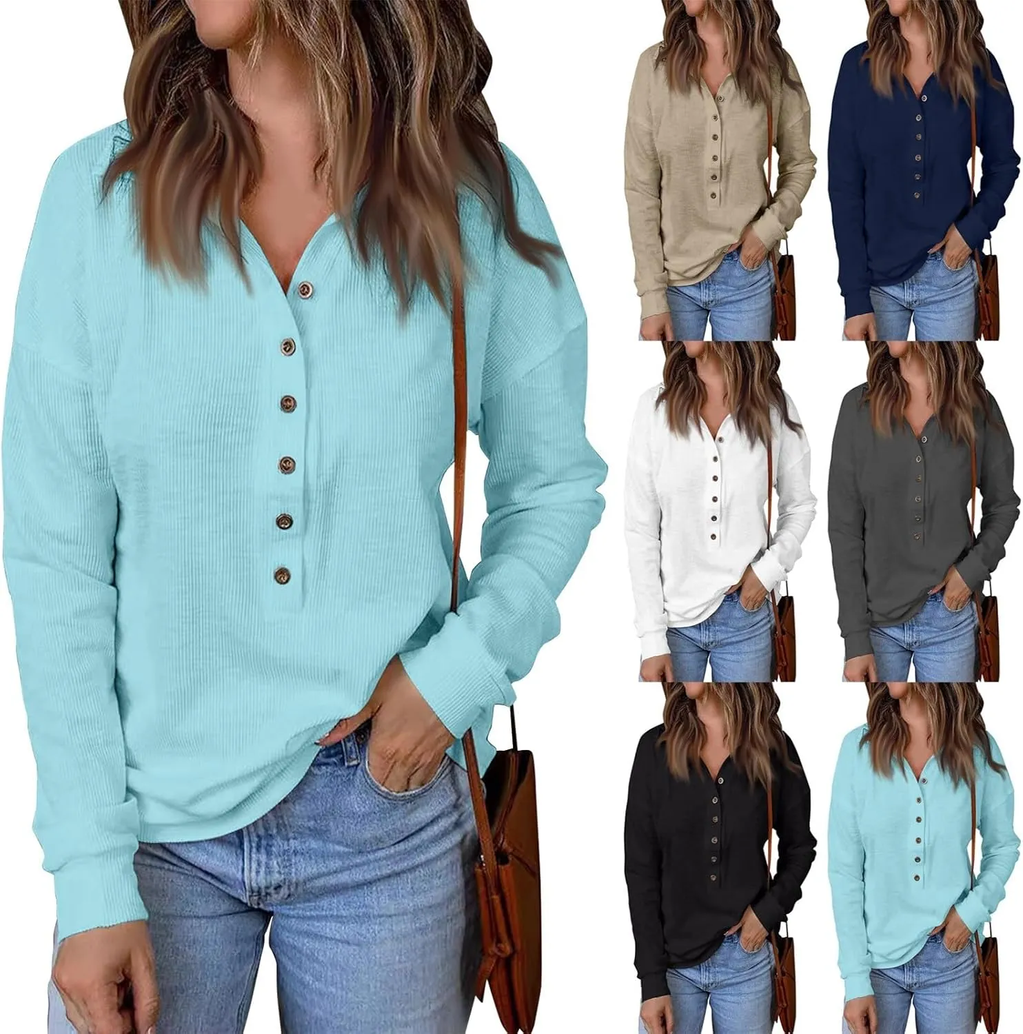 Striped Knitted Tops for Women Casual Lapel Collar Button Down Long Sleeve Relaxed Fit Sweatshirts Fall Loose Tunics