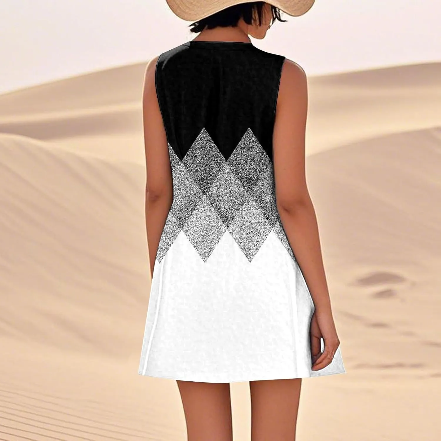 Summer Dresses for Women 2025 Beach Loose T Shirt Dress Casual Sleeveless Sundresses U Neck Tank Dress with Pockets