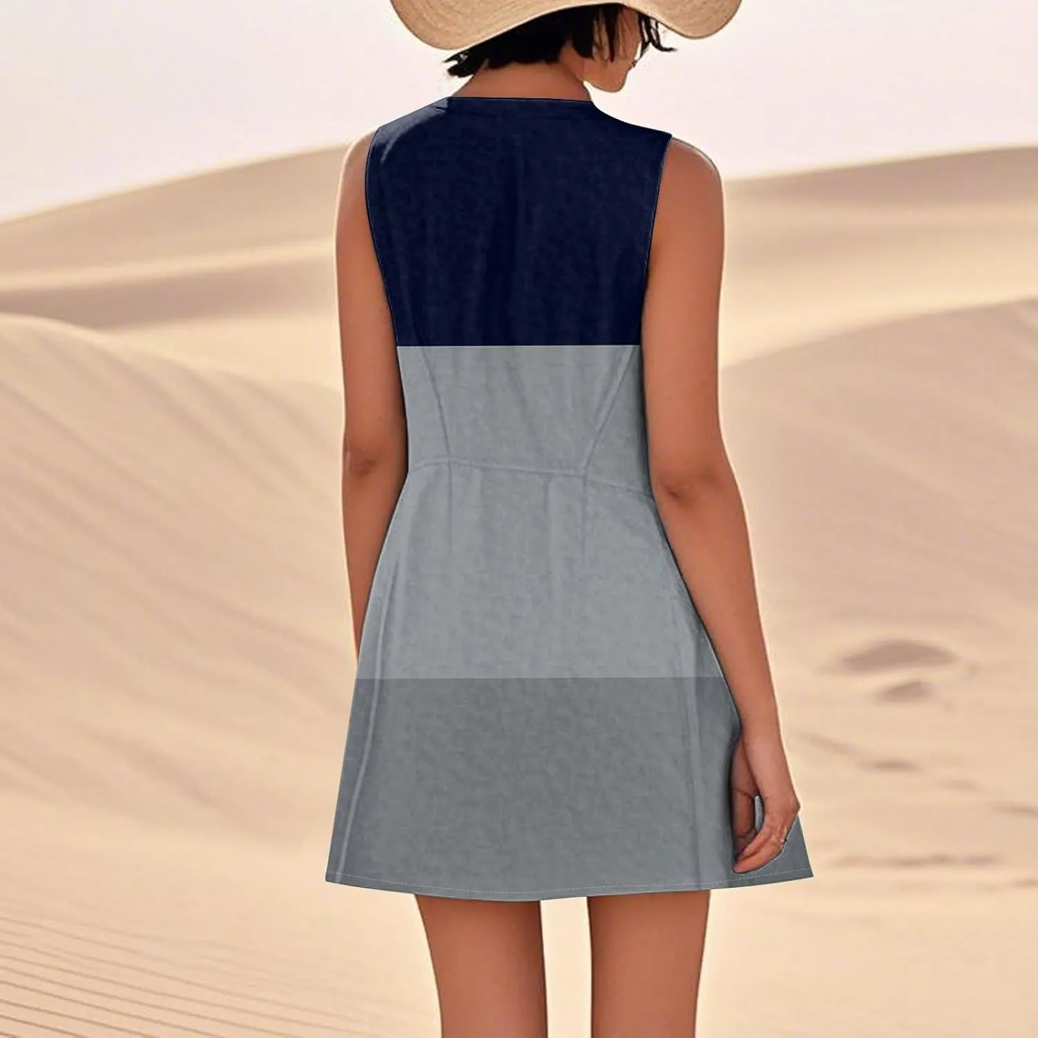Summer Dresses for Women 2025 Beach Loose T Shirt Dress Casual Sleeveless Sundresses U Neck Tank Dress with Pockets