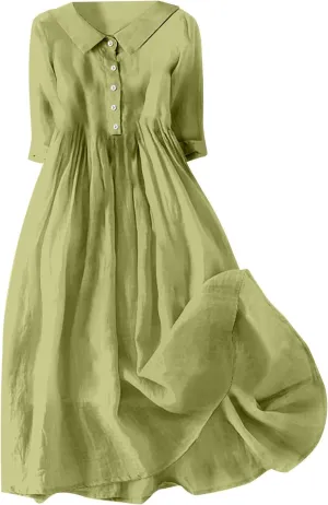 Sun Dresses for Women 2025 Vacation Beach Casual Loose Summer Cover Up V-Neck Dress Button Down Boho Short Sleeve Dresses