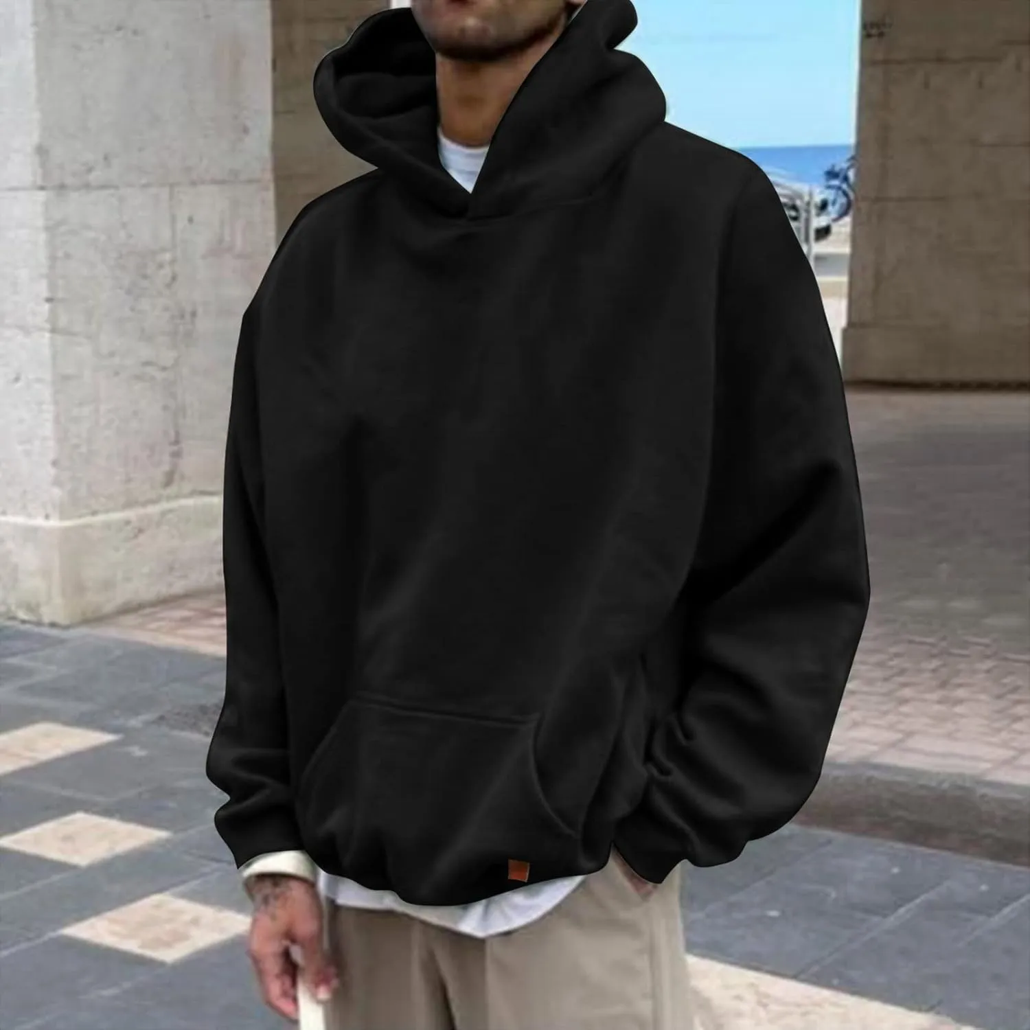 Sweatshirts Men Men's Hoodie Long Sleeve Men's Fleece Hoodies, Cotton Blend, Relaxed Fit Mens Logo Hoodie Hooded
