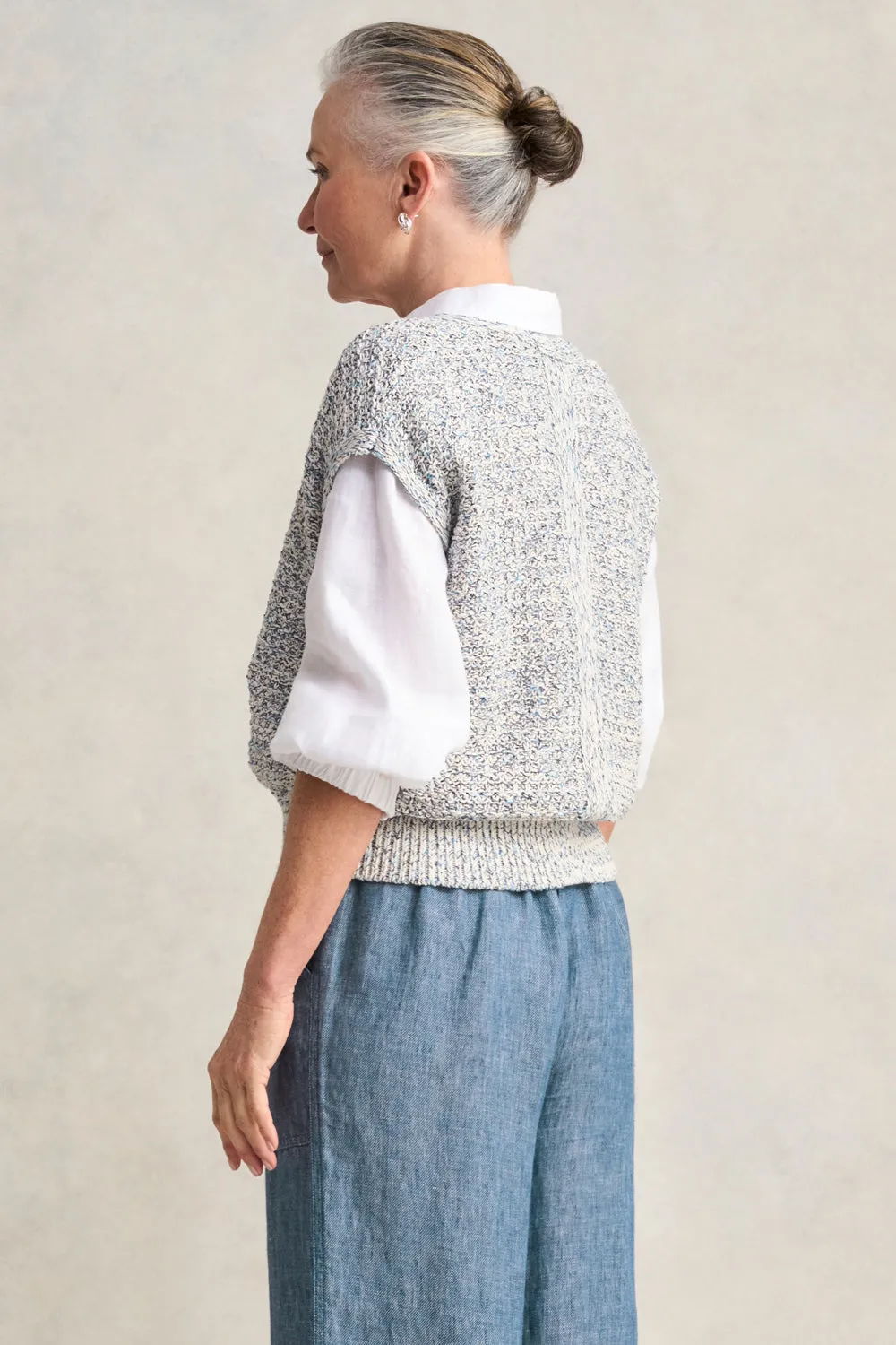 Tape Yarn Knit Top - Blue White Marle