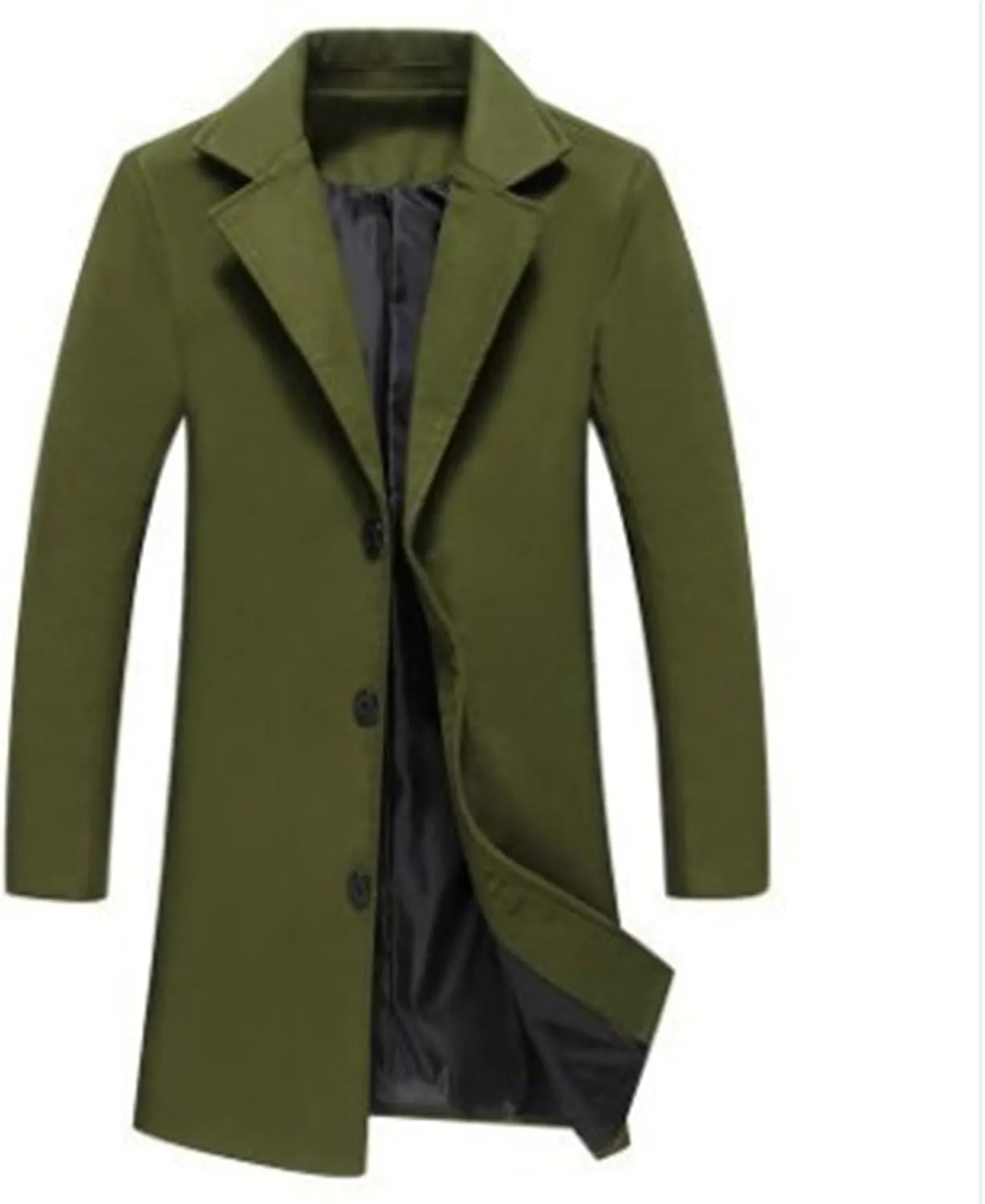 Winter Jackets for Men Long Trench Coats Wool Blend Peacoat Trendy Notched Lapel Overcoat Single Breasted Jacket 2024