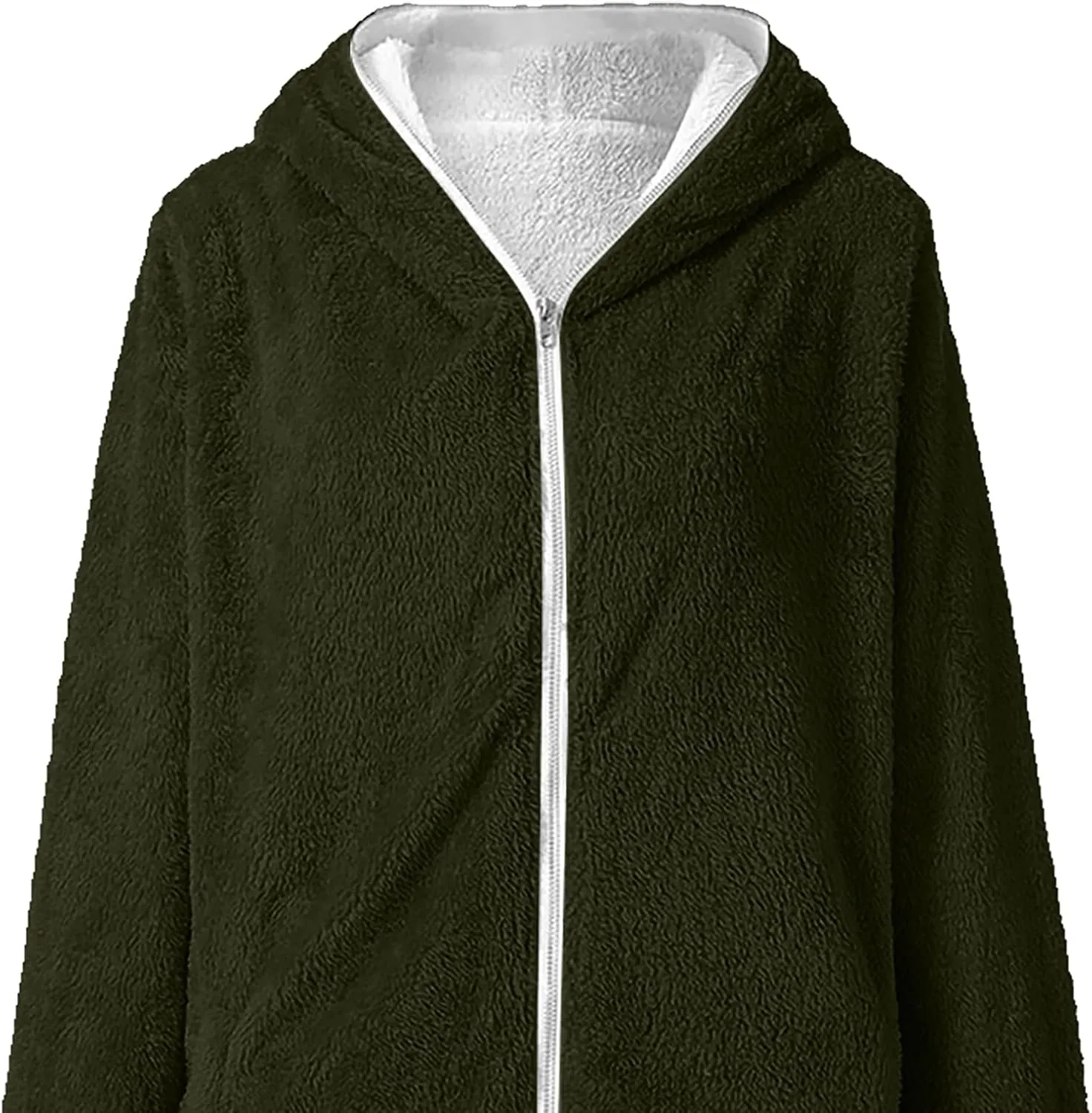 Women Girls Winter Sherpa Hooded Jackets Zip up Hoodie Quilted Lightweight Wool Blend Fleece Trench Coats Outerwear