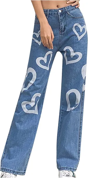 Women's High Waist Baggy Jeans Wide Leg Denim Jeans Flap Pocket Side Jeans Straight Casual Loose Trousers Classic Streetwear, White