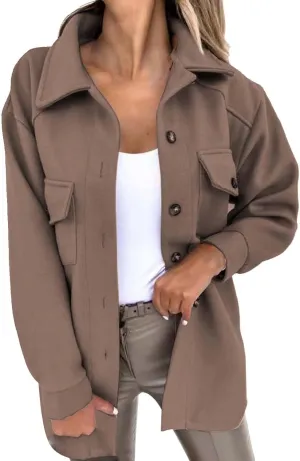 Women's Trench Coats Wool Blend Coat Fashion Button Down Peacoat with Belted Casual Fall Winter Jacket Mid-Long Outfit