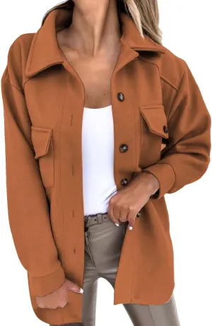 Women's Trench Coats Wool Blend Coat Fashion Button Down Peacoat with Belted Casual Fall Winter Jacket Mid-Long Outfit