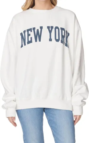 Women's Vintage Oversized New York Varsity Graphic Crewneck Sweatshirt