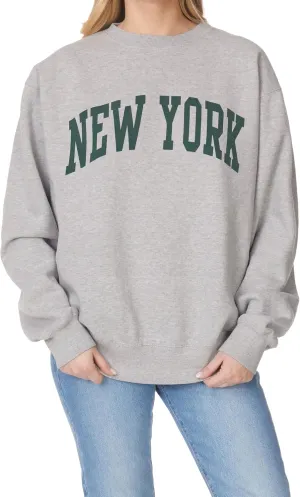 Women's Vintage Oversized New York Varsity Graphic Crewneck Sweatshirt