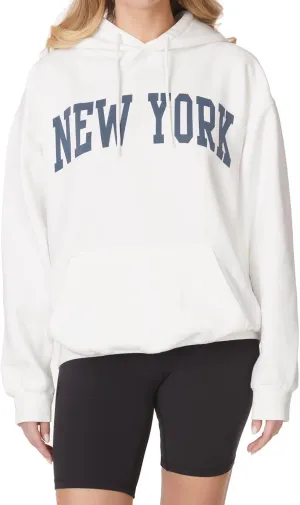 Women's Vintage Oversized New York Varsity Graphic Hoodie