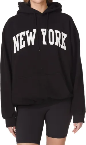 Women's Vintage Oversized New York Varsity Graphic Hoodie