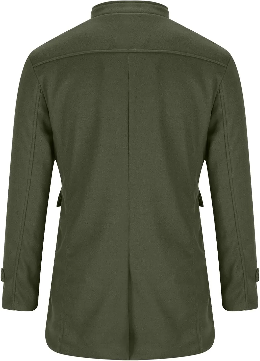 XUNRYAN Mens Classic Trench Coat Wool-Blend Peacoat Slim Fit Single Breasted Overcoat Warm Cardigan Jacket Outwear Pockets