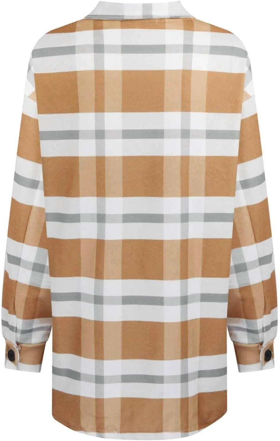 XUNRYAN Womens Wool-Blend Shacket Jacket Long Sleeve Plaid Winter Fall Trench Coat Casual Outwear 2024 Fashion Clothes