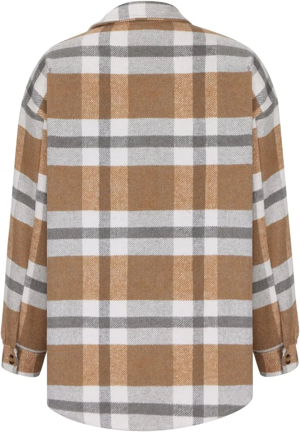 XUNRYAN Womens Wool-Blend Shacket Jacket Long Sleeve Plaid Winter Fall Trench Coat Casual Outwear 2024 Fashion Clothes