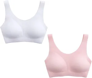 YACCA Girls Seamless Bra Ultra Comfort Soft,Removable Thin AA Cup,Invisible Dig-Free Teen Bras