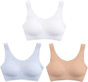 YACCA Girls Seamless Bra Ultra Comfort Soft,Removable Thin AA Cup,Invisible Dig-Free Teen Bras
