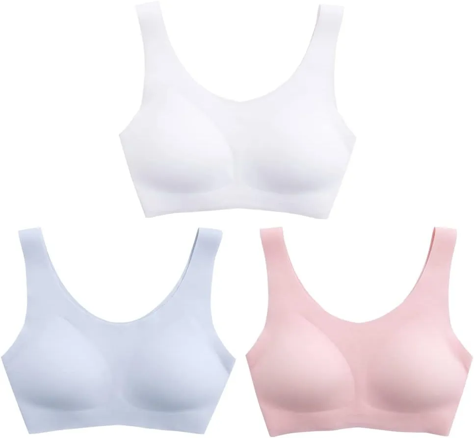 YACCA Girls Seamless Bra Ultra Comfort Soft,Removable Thin AA Cup,Invisible Dig-Free Teen Bras