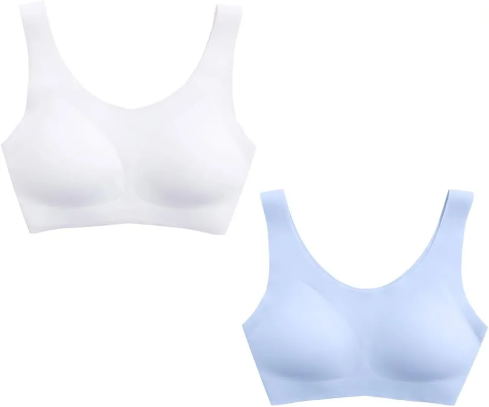 YACCA Girls Seamless Bra Ultra Comfort Soft,Removable Thin AA Cup,Invisible Dig-Free Teen Bras
