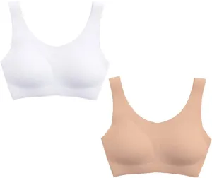 YACCA Girls Seamless Bra Ultra Comfort Soft,Removable Thin AA Cup,Invisible Dig-Free Teen Bras