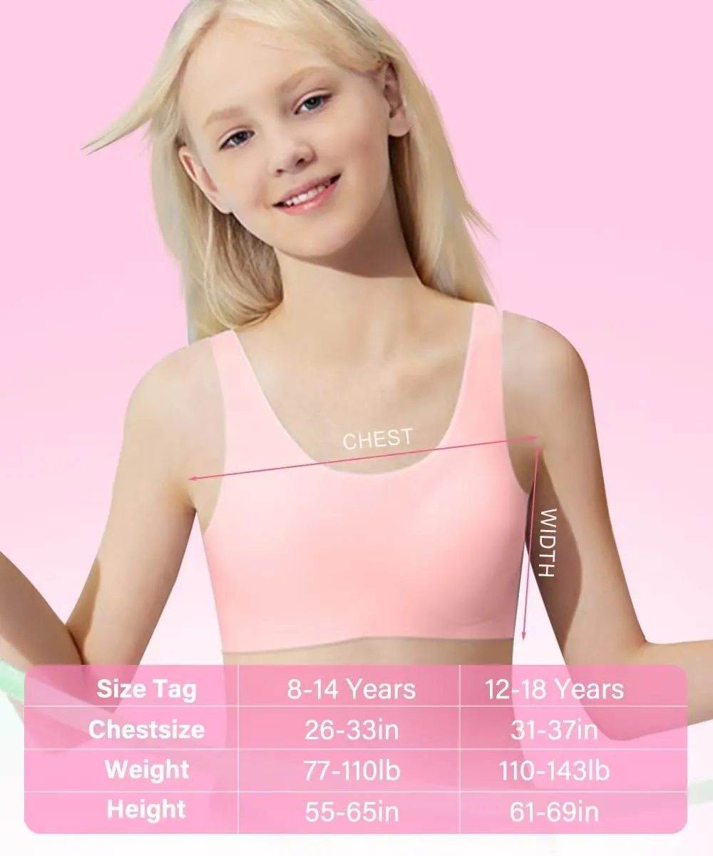 YACCA Girls Seamless Bra Ultra Comfort Soft,Removable Thin AA Cup,Invisible Dig-Free Teen Bras