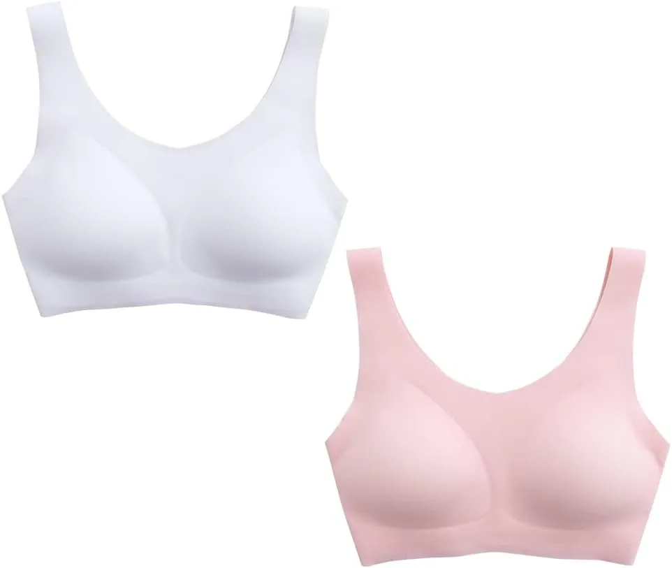 YACCA Girls Seamless Bra Ultra Comfort Soft,Removable Thin AA Cup,Invisible Dig-Free Teen Bras
