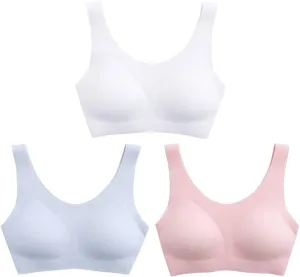 YACCA Girls Seamless Bra Ultra Comfort Soft,Removable Thin AA Cup,Invisible Dig-Free Teen Bras