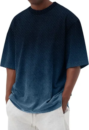 Ymosrh Men's Gradient Color Shirt Short Sleeve Summer Casual Crewneck Basic Tee Shirts Fashion, S-4XL