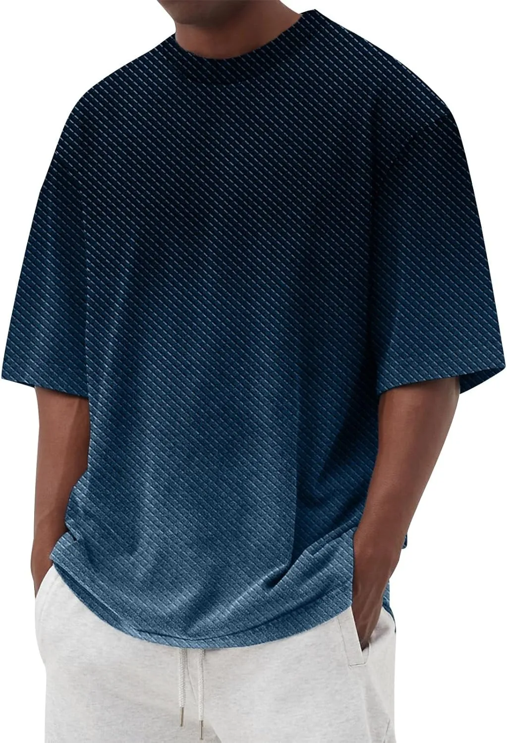 Ymosrh Men's Gradient Color Shirt Short Sleeve Summer Casual Crewneck Basic Tee Shirts Fashion, S-4XL