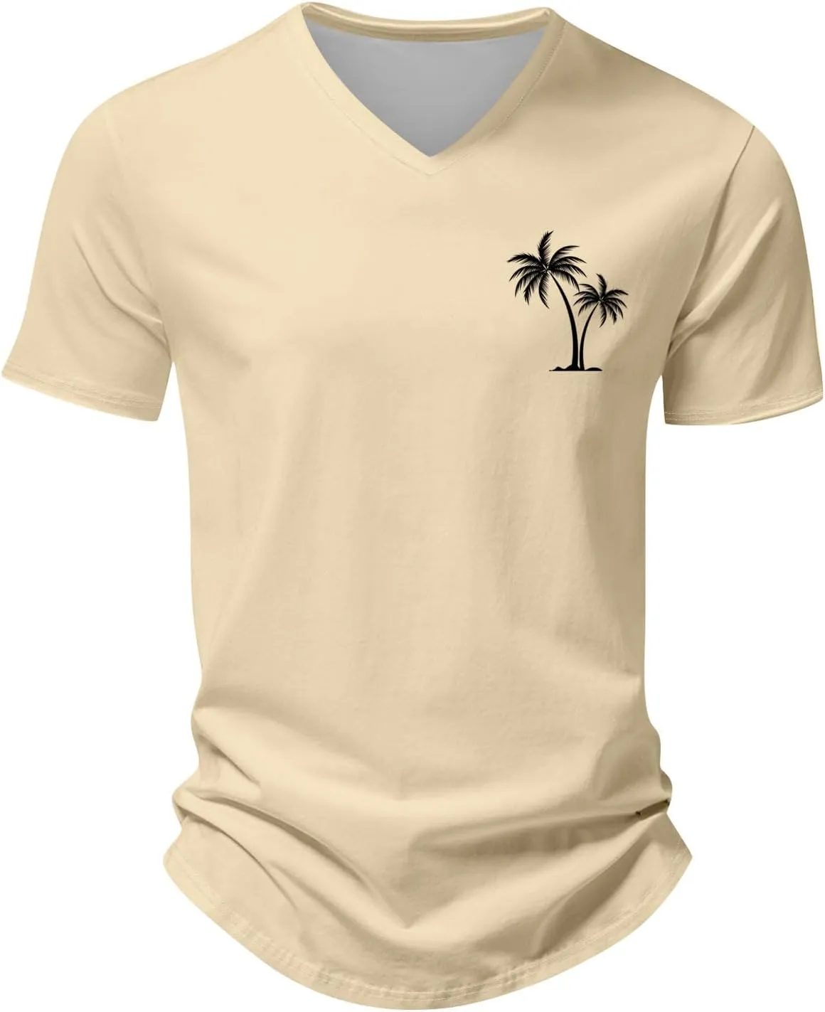 Ymosrh Men's Summer Beach Tee Shirts Short Sleeve Palm Tree T-Shirts Casual V Neck Tee Top Undershirts, S-3XL