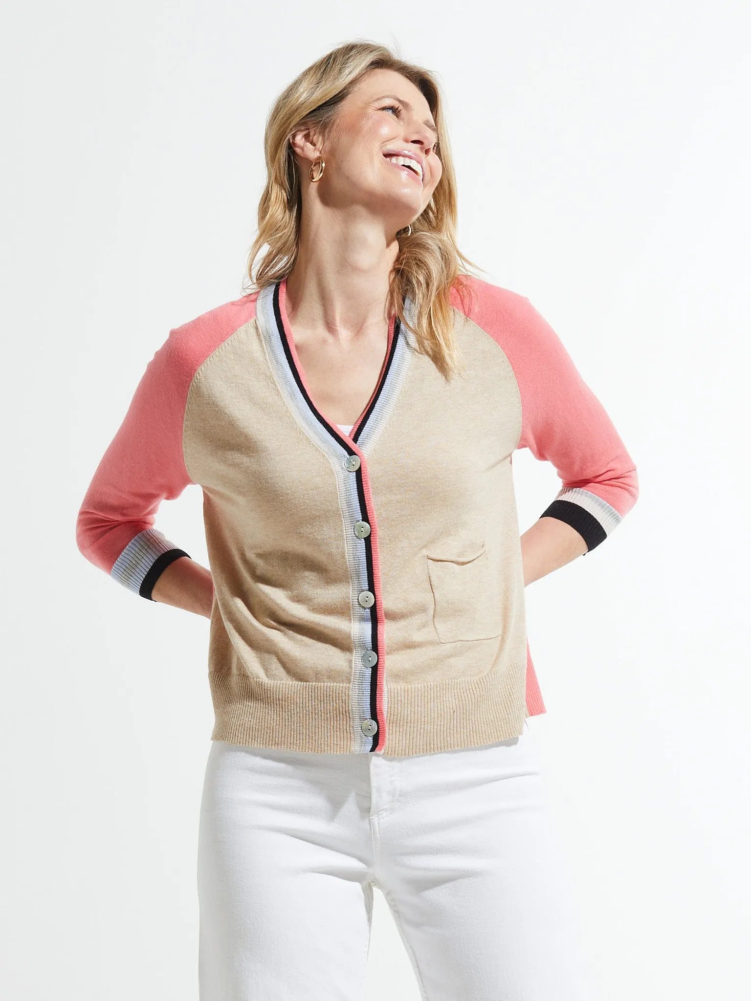 ZP Colorblock Lightweight V-neck Cardigan