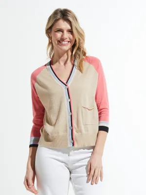 ZP Colorblock Lightweight V-neck Cardigan